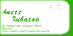 anett kubatov business card